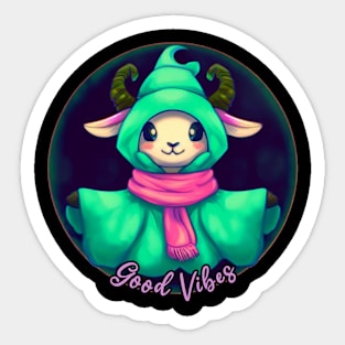 Cute Cozy Goat Mage (✿◠‿◠) Sticker